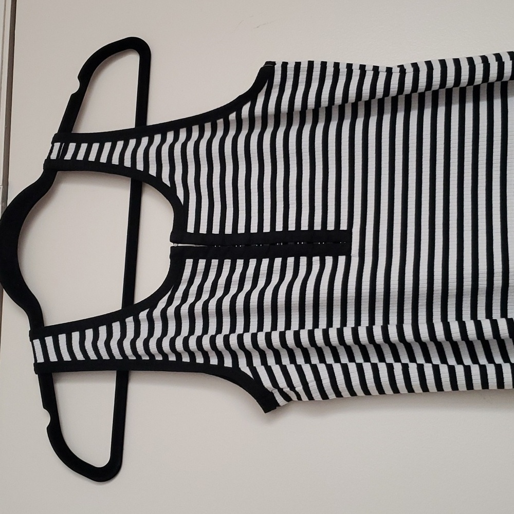 *NWT* Torrid's Midi Rib Hookeye Tank Dress Stripe Black White Dress - Picture 2 of 16